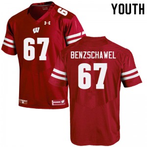 Youth Wisconsin #67 JP Benzschawel Red Embroidery Jersey 362434-873