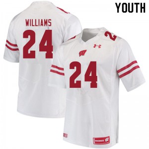 Youth University of Wisconsin #24 James Williams White Player Jerseys 498571-729