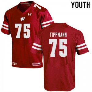 Youth UW #75 Joe Tippmann Red Embroidery Jersey 467202-764