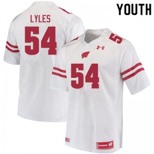 Youth Wisconsin #54 Kayden Lyles White Official Jerseys 732867-471