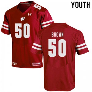 Youth UW #50 Logan Brown Red College Jerseys 100411-687