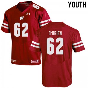 Youth Badgers #62 Logan O'Brien Red Official Jersey 163795-100