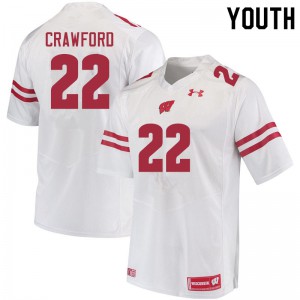 Youth Wisconsin Badgers #22 Loyal Crawford White Alumni Jerseys 327687-260