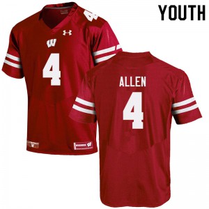 Youth University of Wisconsin #4 Markus Allen Red Official Jerseys 865136-435
