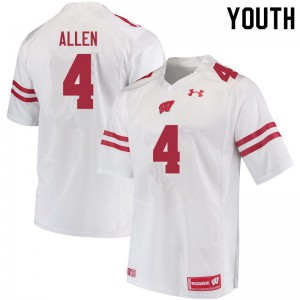 Youth University of Wisconsin #4 Markus Allen White Football Jerseys 935961-566