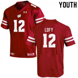 Youth University of Wisconsin #12 Max Lofy Red Stitched Jersey 915274-739