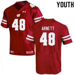 Youth Wisconsin #48 Owen Arnett Red Embroidery Jerseys 459619-459