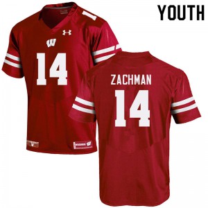 Youth Badgers #14 Preston Zachman Red Player Jersey 748823-583