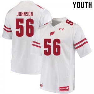 Youth Wisconsin #56 Rodas Johnson White Stitched Jersey 393245-468