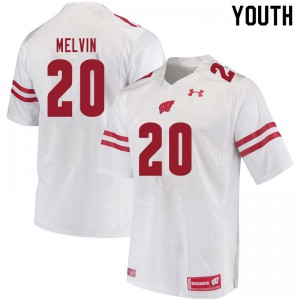 Youth Badgers #20 Semar Melvin White Embroidery Jersey 955758-659