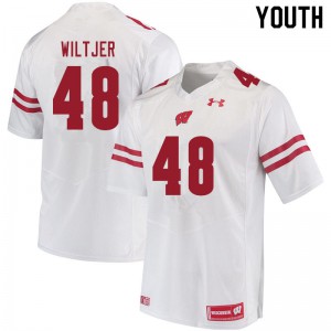 Youth University of Wisconsin #48 Travis Wiltjer White Football Jersey 562495-310
