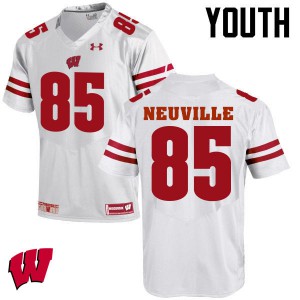 Youth Wisconsin #85 Zander Neuville White Football Jerseys 579338-657